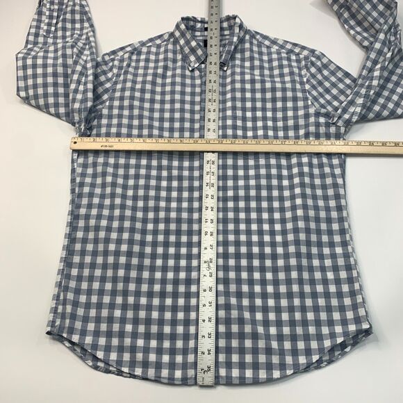 J Crew Slim Shirt Mens L Large Slate White Gingham Plaid Flex Washed Cotton - Picture 5 of 10